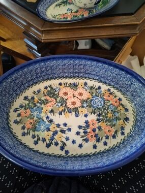Unikat  A Rare Find Hand-Painted Floral Serving Platter -Maria Starzyk